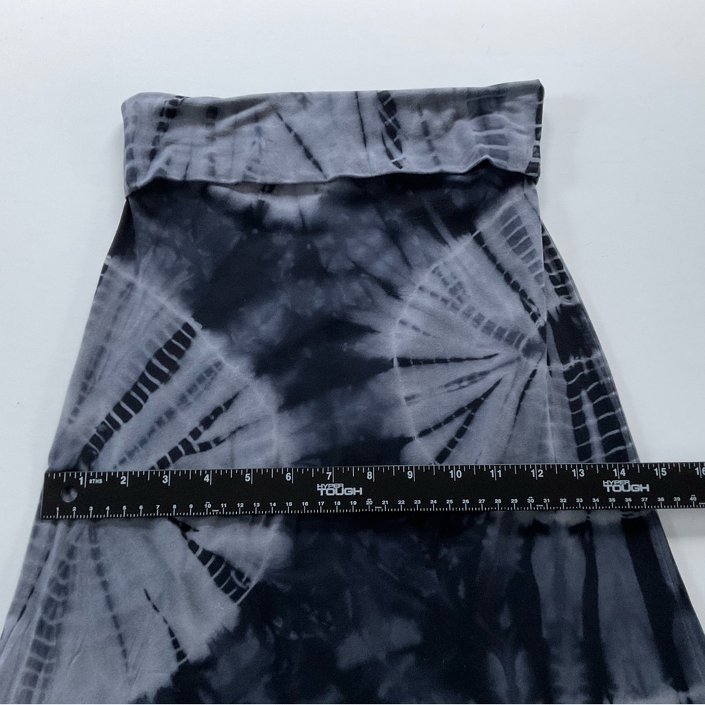 Tye Dye Maxi Skirt Sz S Black Gray Fold Over Boho Hippie Indie Sleaze Vacation - Picture 4 of 6